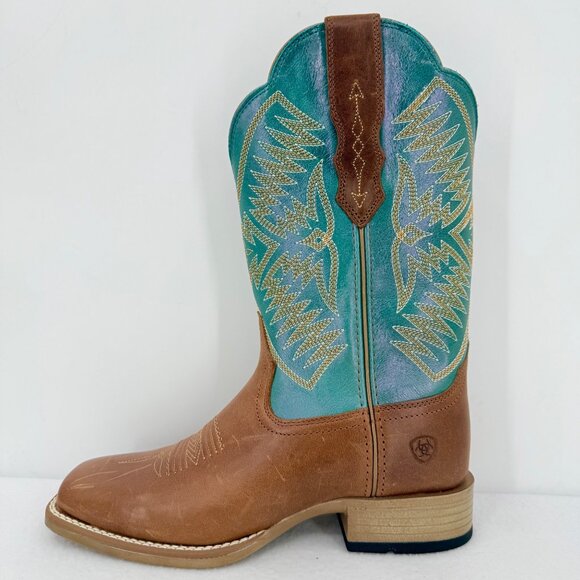 NWD Ariat Women's Odessa Brown/Metallic Turqueza Leather Western Boots Size 7B - Picture 4 of 15